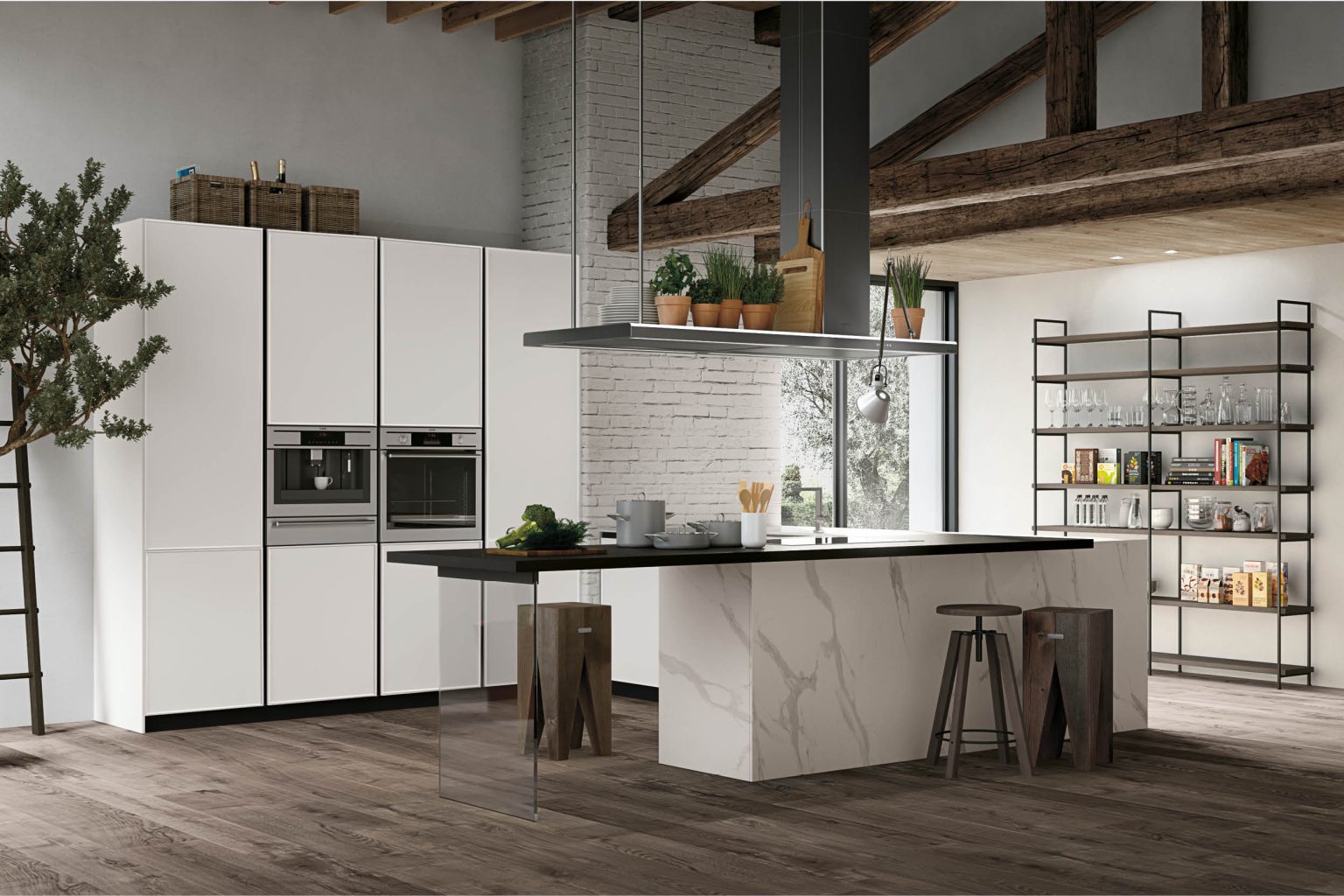 Cucina total white, originalità e design | Stosa Cucine