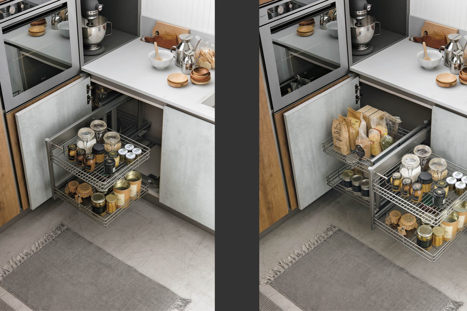 Armadio Da Cucina Girevole LOIRIIC – Rotazione 270°, Altezza Regolabile 56,5-79 Cm, Per Angoli Ciechi, Carico 8 Kg A Ripiano