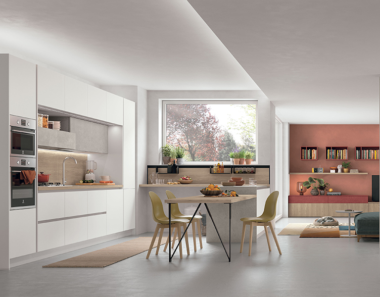 cucina moderna a vista con penisola