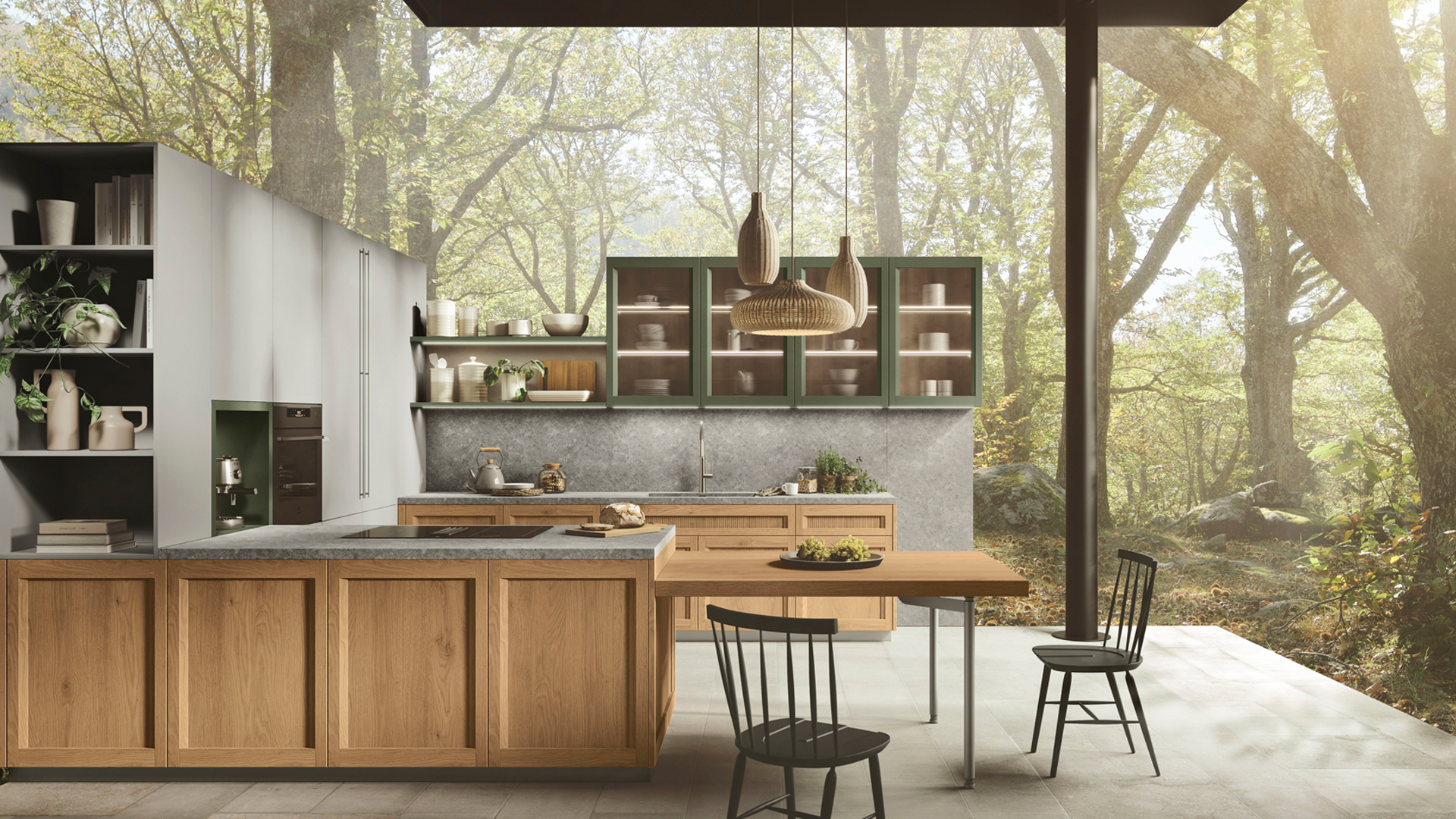 Stosa Cucine – Vergleichsbild Stosa vs deutsche Küche nebeneinander